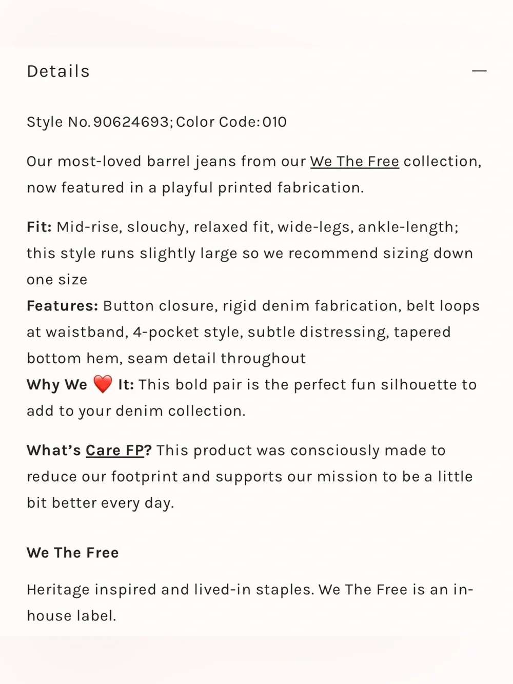 Free People We the Free Good Luck Printed Barrel Jeans